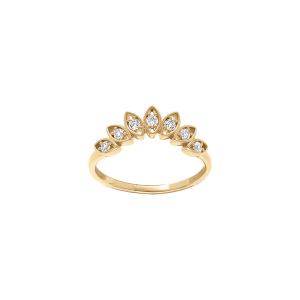 BAGUE PLAQUÉ OR FORME V NAVETTES OXYDES BLANCS SERTIS