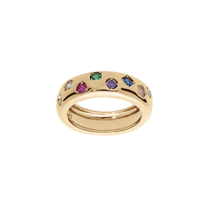 BAGUE PLAQUÉ OR AVEC OXYDES MULTICOULEURS