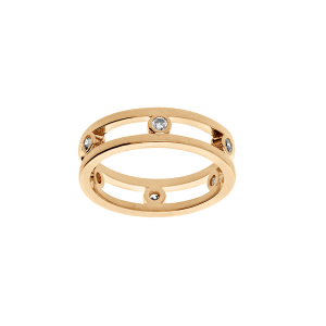 BAGUE PLAQUÉ OR AJOURÉE OXYDES BLANCS SERTIS