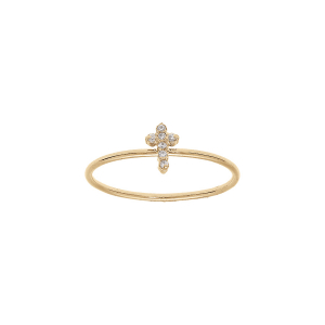 BAGUE PLAQUÉ OR CROIX OXYDES BLANCS SERTIS