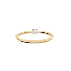 BAGUE PLAQUÉ OR PIERRE VÉRITABLE TOPAZE BLEU 2,5MM