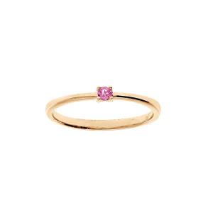 BAGUE PLAQUÉ OR PIERRE VÉRITABLE TOURMALINE ROSE 2,5MM