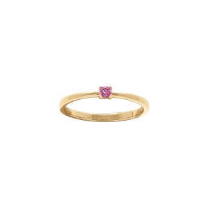BAGUE PLAQUÉ OR PIERRE VÉRITABLE TOURMALINE ROSE 2,5MM
