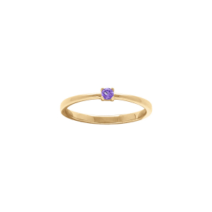 BAGUE PLAQUÉ OR PIERRE VÉRITABLE AMÉTHYSTE 2,5MM