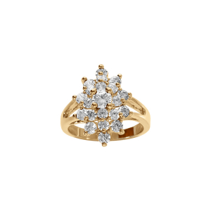 BAGUE PLAQUÉ OR MARQUISE OXYDES BLANCS