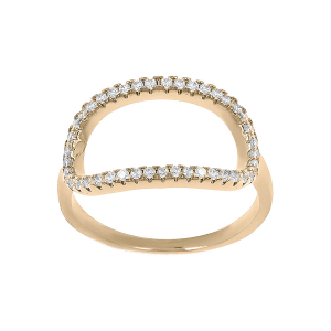 BAGUE PLAQUÉ OR FORME OVALE EVIDÉ OXYDES BLANCS SERTIS