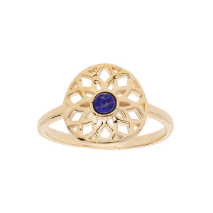 BAGUE PLAQUÉ OR AJOURÉ CABOCHON LAPIS LAZULI VÉRITABLE