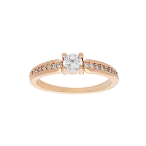 BAGUE PLAQUÉ OR SOLITAIRE SERTI RAIL OXYDES BLANCS
