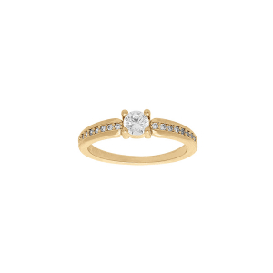BAGUE PLAQUÉ OR SOLITAIRE SERTI RAIL OXYDES BLANCS