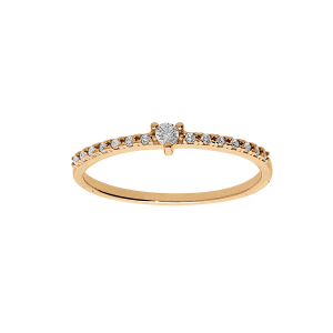 ALLIANCE PLAQUÉ OR DEMI RAIL ET SOLITAIRE OXYDES BLANCS SERTIS