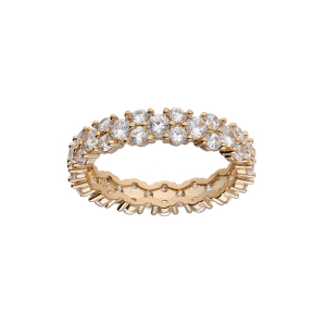 BAGUE PLAQUÉ OR STYLE ALLIANCE OXYDES BLANCS SERTIS