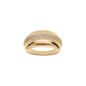 BAGUE PLAQUÉ OR JONC AVEC OXYDES BLANCS SERTIS