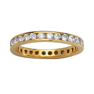 BAGUE PLAQUÉ OR RAIL PIERRES SYNTHETIQUE BLANCHES