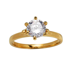 BAGUE PLAQUÉ OR SOLITAIRE 6 GRIFFES
