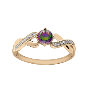 BAGUE PLAQUÉ OR OXYDE MYSTIQUE ARC EN CIEL AVEC INFINI OXYDES BLANCS SERTIS
