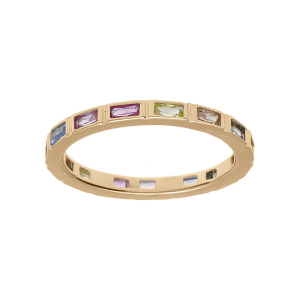 BAGUE PLAQUÉ OR AVEC OXYDES MULTI COULEURS