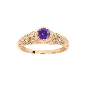 BAGUE PLAQUÉ OR SOLITAIRE 5MM OXYDE VIOLET ET ARBRE DE VIE