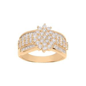 BAGUE PLAQUÉ OR OXYDES BLANCS SERTIS