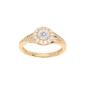 BAGUE PLAQUÉ OR RONDE OXYDES BLANCS SERTIS