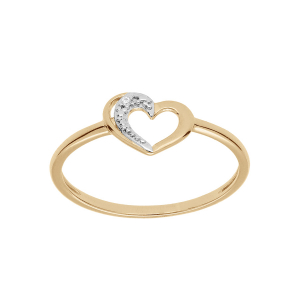 BAGUE PLAQUÉ OR COEUR OXYDES BLANCS SERTIS