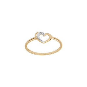 BAGUE PLAQUÉ OR COEUR OXYDES BLANCS SERTIS