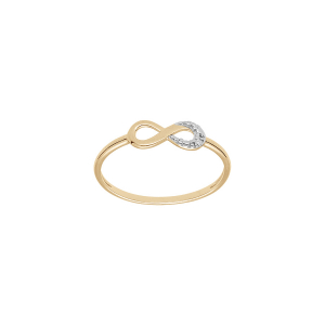 BAGUE PLAQUÉ OR INFINI OXYDES BLANCS SERTIS