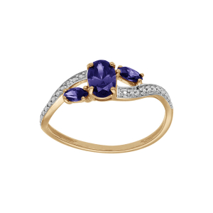 BAGUE PLAQUÉ OR CROISÉ OXYDES BLEU ET BLANCS SERTIS