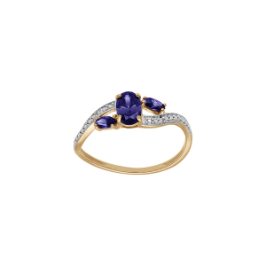 BAGUE PLAQUÉ OR CROISÉ OXYDES BLEU ET BLANCS SERTIS