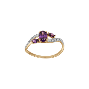 BAGUE PLAQUÉ OR CROISÉ OXYDES VIOLET SERTIS