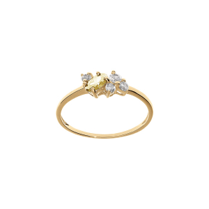 BAGUE PLAQUÉ OR OXYDES COULEUR MIEL ET BLANCS SERTIS