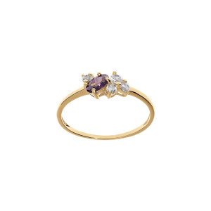 BAGUE PLAQUÉ OR OXYDES VIOLET ET BLANCS SERTIS