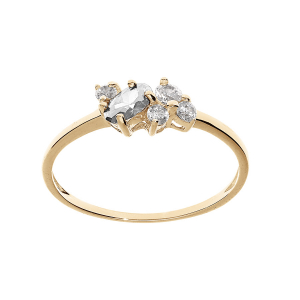 BAGUE PLAQUÉ OR OXYDES BLANCS SERTIS