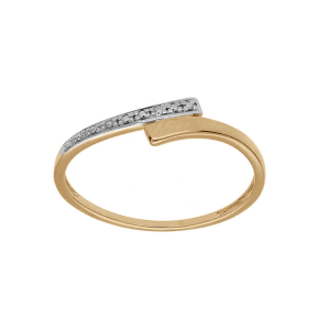 BAGUE PLAQUÉ OR VOLUTE OXYDES BLANCS SERTIS