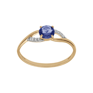 BAGUE PLAQUÉ OR OXYDES BLEU FONCÉ ET BLANCS SERTIS