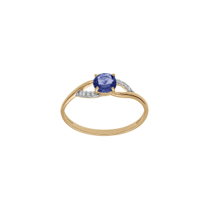 BAGUE PLAQUÉ OR OXYDES BLEU FONCÉ ET BLANCS SERTIS