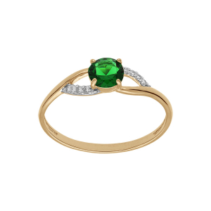 BAGUE PLAQUÉ OR OXYDES VERT ET BLANCS SERTIS