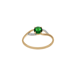 BAGUE PLAQUÉ OR OXYDES VERT ET BLANCS SERTIS