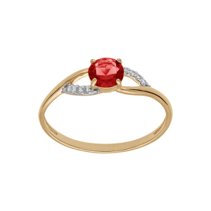 BAGUE PLAQUÉ OR OXYDES ROUGE ET BLANCS SERTIS