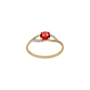 BAGUE PLAQUÉ OR OXYDES ROUGE ET BLANCS SERTIS