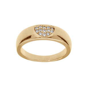 BAGUE PLAQUÉ OR COEUR PAVÉ OXYDES BLANCS