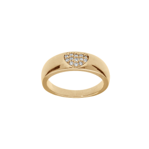 BAGUE PLAQUÉ OR COEUR PAVÉ OXYDES BLANCS