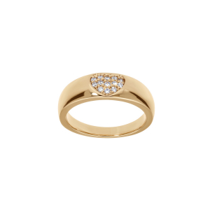 BAGUE PLAQUÉ OR COEUR PAVÉ OXYDES BLANCS