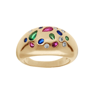 BAGUE PLAQUÉ OR JONC OXYDES MULTI COULEURS