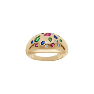 BAGUE PLAQUÉ OR JONC OXYDES MULTI COULEURS