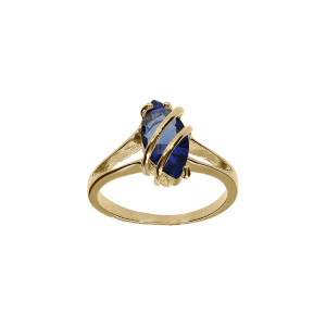 BAGUE PLAQUÉ OR NAVETTE OVALE OXYDE BLEU