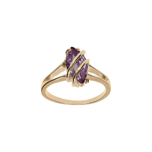 BAGUE PLAQUÉ OR NAVETTE OVALE OXYDE VIOLET