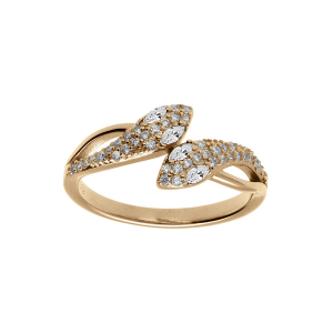 BAGUE PLAQUÉ OR SERPENT DOUBLE OXYDES BLANCS