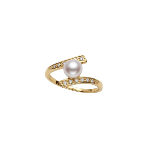 BAGUE PLAQUÉ OR PERLE DE CULTURE D'EAU DOUCE AVEC OXYDES BLANCS SERTIS