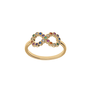 BAGUE PLAQUÉ OR MOTIF INFINI MULTI COULEURS