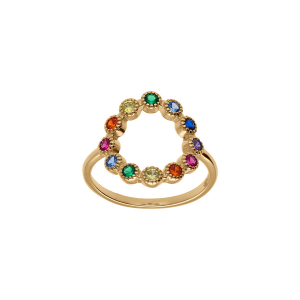 BAGUE PLAQUÉ OR CERCLE OXYDES MULTI COULEURS